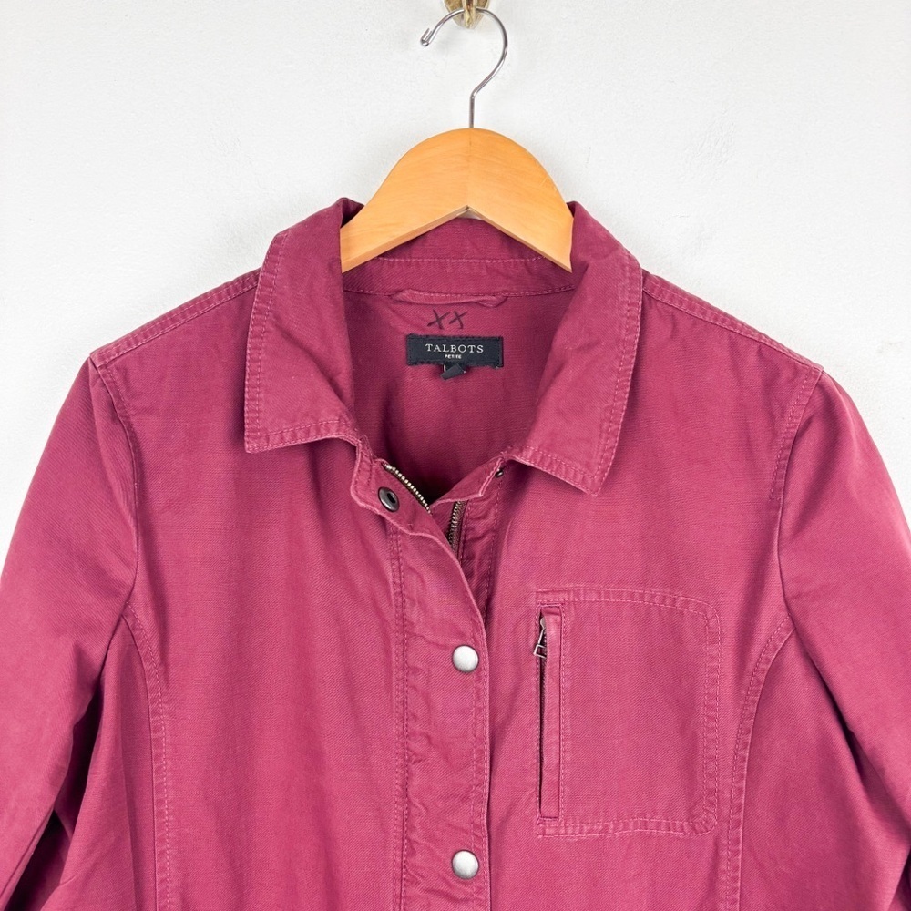 Talbots Women’s Red Twill Safari Jacket Sz Lp - Picture 5 of 8